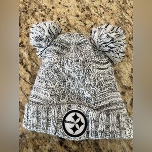 Steelers NFL toddler pom pom fur lined winter hat